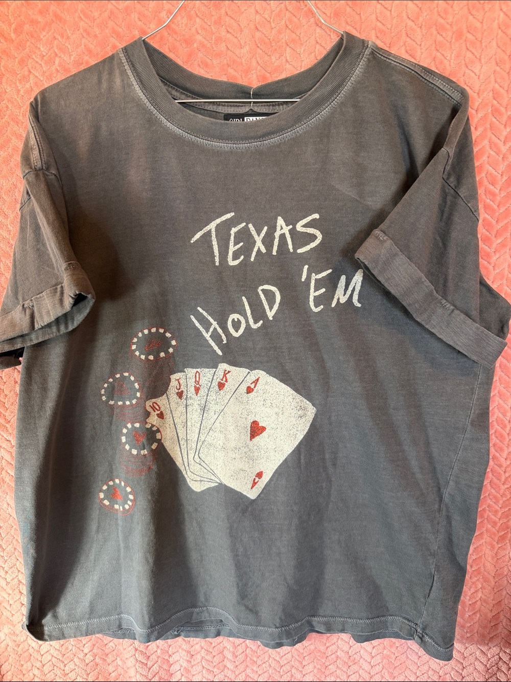 Texas Hold 'Em Graphic Tee - Charcoal Vintage Crew
